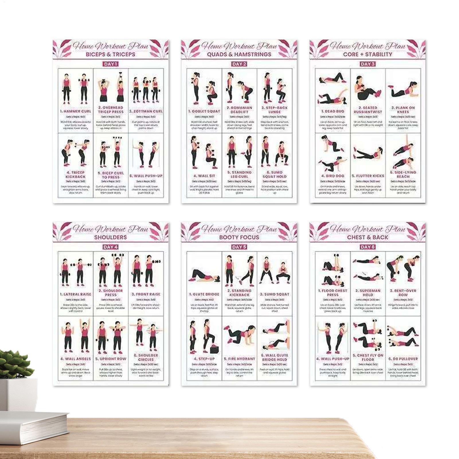 Home Gym Guide - Workout Poster 6-delig Full Body Home