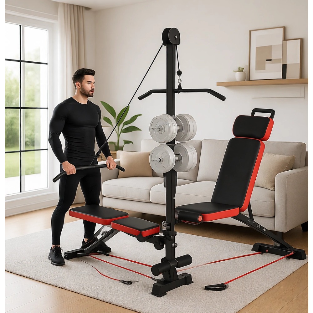 Adjustable Weight Bench - Multifunctionele gewichtsbank met katrolsysteem en verstelbare